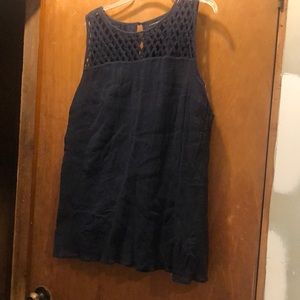 Plus size cotton crinkle tank top with lattice